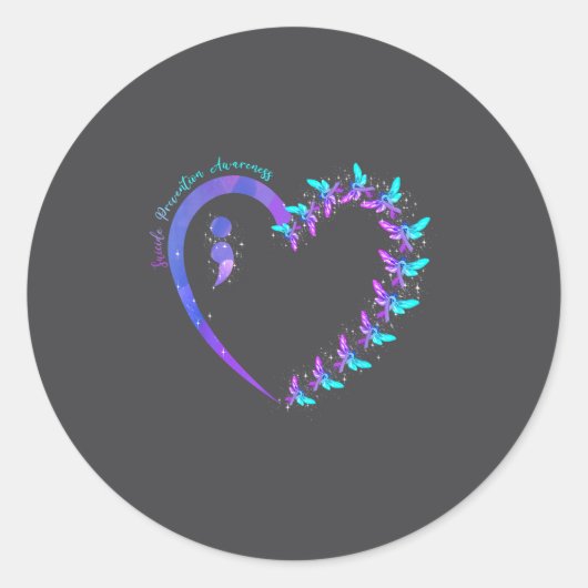 You Suicide Prevention Teal Purple Awareness Ribbo Runder Aufkleber (Vorderseite)