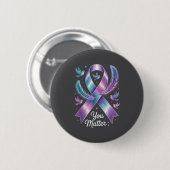 You Teal &amp; Purple Ribbon Suicide Prevention Aw Button (Vorne & Hinten)