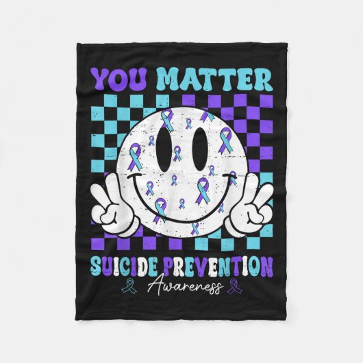 You Teal Purple Ribbon Suicide Prevention Awarenes Fleecedecke (Vorderseite)