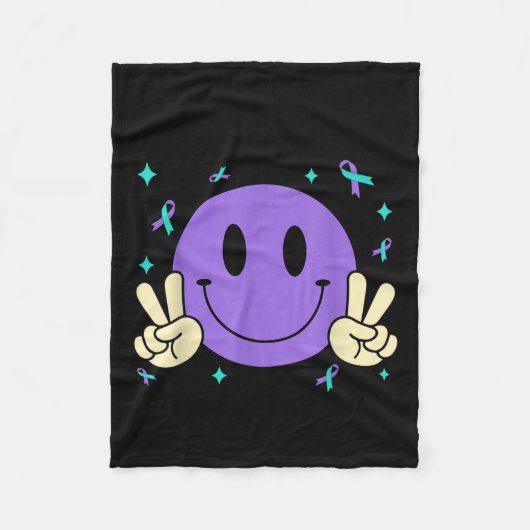 You Teal Purple Ribbon Suicide Prevention Awarenes Fleecedecke (Vorderseite)