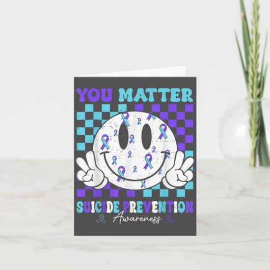 You Teal Purple Ribbon Suicide Prevention Awarenes Karte (Vorderseite)
