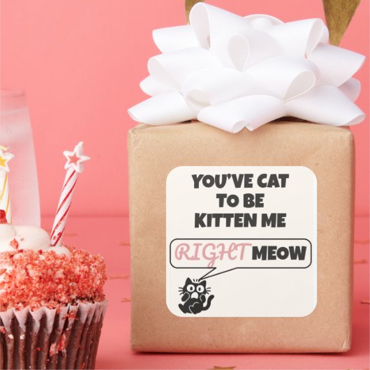 You’ve Cat to Be Kitten Me Right Meow Quadratischer Aufkleber (Party)
