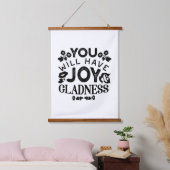 You Will Have Joy and Gladness Inspirational Quote Wandteppich Mit Holzrahmen (Schlafzimmer)