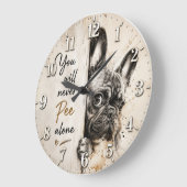 You Will Never Pee Alone French Bulldog Große Wanduhr (Winkel)