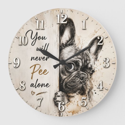 You Will Never Pee Alone French Bulldog Große Wanduhr (Vorderseite)