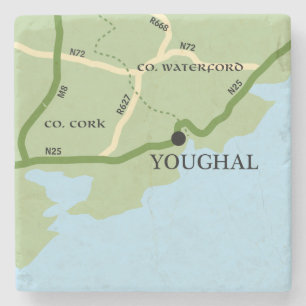 Youghal Landkreis Cork Ireland Road Map Steinuntersetzer