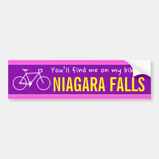 "You'll find me on my bike in NIAGARA FALLS" Autoaufkleber (Vorne)