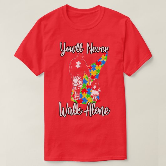 Youll nie zu Fuß allein Vater Tochter Autism Gif T-Shirt (Design vorne)