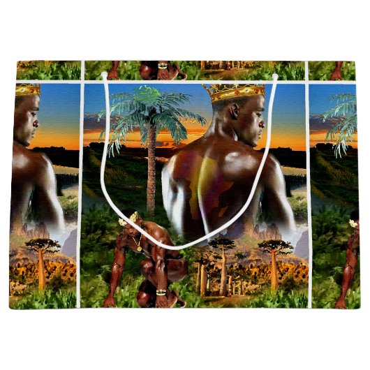 Young African King Große Geschenktüte (Vorderseite)