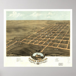 Young America Illinois 1869 Antique Panoramabalkar Poster