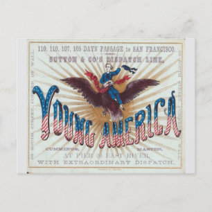 Young America Klipper-Segelschiff Postkarte