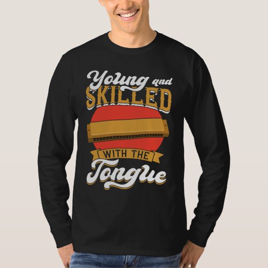 Young And Skilled With The Tongue  Harmonica Playe T-Shirt (Vorderseite)