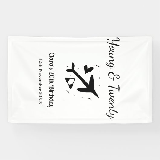 Young and twenty adventure happy birthday add name banner (Horizontal)