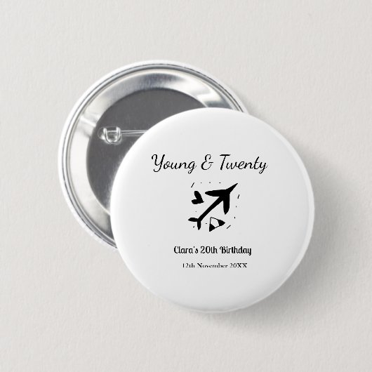 Young and twenty adventure happy birthday add name button (Vorne & Hinten)