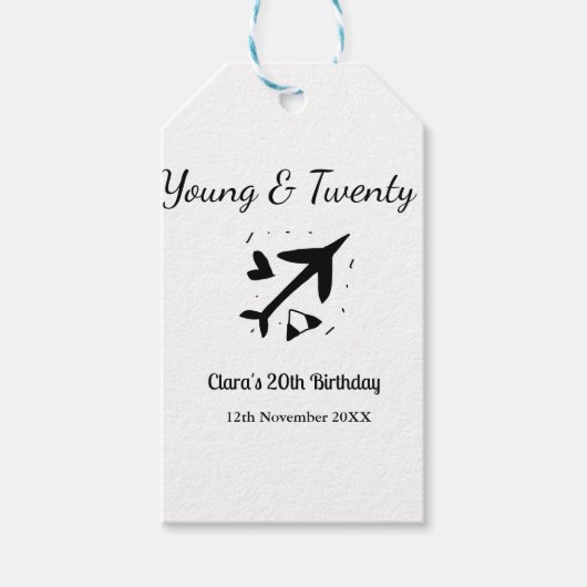 Young and twenty adventure happy birthday add name geschenkanhänger (Vorderseite)