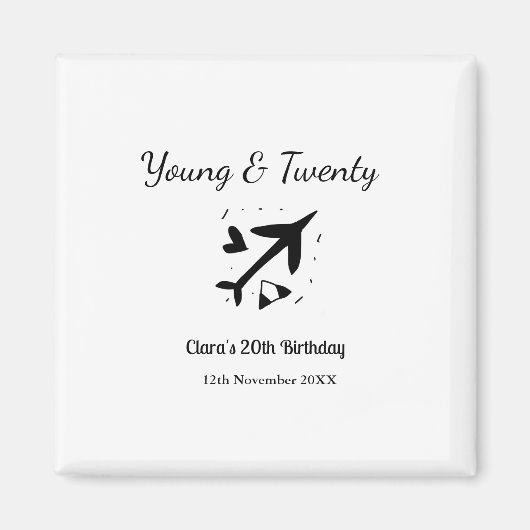 Young and twenty adventure happy birthday add name magnet (Vorne)