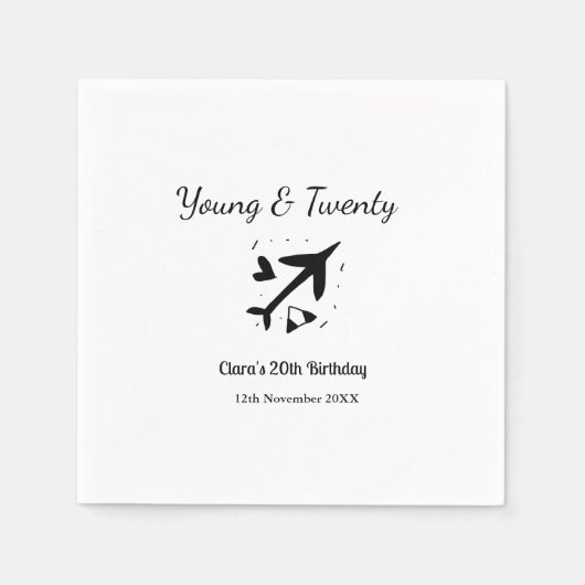 Young and twenty adventure happy birthday add name serviette (Vorderseite)