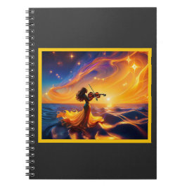 Young Asian Girl Playing Violine Surreal Scene Notizblock