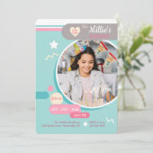 Young at Heart 1 Foto Birthday Einladung (Stehend Vorderseite)