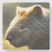 Young Australian Wombat, Stone Untersetzer (Vorderseite)