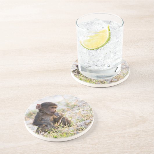 Young Baboon Getränkeuntersetzer (Seite)