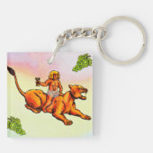 Young Bacchus reitet eine Löwe und grüne Trauben Schlüsselanhänger (Rückseite)