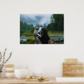 Young Bald Eagle und Misty Alaskan River Poster (Küche)