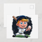 Young Baseball Player Cartoon Postkarte (Vorne/Hinten)
