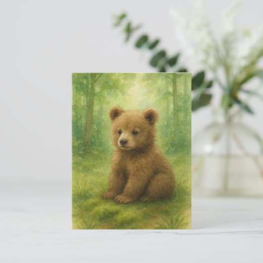 Young Bear Baby Wild Animals Postkarte (Stehend Vorderseite)