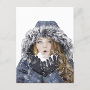 Young Beautiful Girl in Winter Postkarte