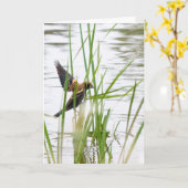 Young Bird in Flight Karte (Gelbe Blume)