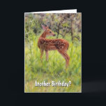 Young Birthday Funny Pun Deer Nature Birthday Card Karte<br><div class="desc">Diese hübsche Tierkarte zeigt mein Originalwerk, das Foto eines wilden Wildhirns in der Natur. Ich wandte eine Ölpastellkunst an, um ihr einen künstlerischen Flair zu geben. Die Vorderseite der Karte Staaten, "Noch ein Geburtstag?" und das Innere der Karte Staaten "Nun, du bist noch ein Junge' - Hoffe, dein Tag ist...</div>