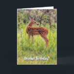 Young Birthday Funny Pun Deer Nature Birthday Card Karte<br><div class="desc">Diese hübsche Tierkarte zeigt mein Originalwerk, das Foto eines wilden Wildhirns in der Natur. Ich wandte eine Ölpastellkunst an, um ihr einen künstlerischen Flair zu geben. Die Vorderseite der Karte Staaten, "Noch ein Geburtstag?" und das Innere der Karte Staaten "Nun, du bist noch ein Junge' - Hoffe, dein Tag ist...</div>