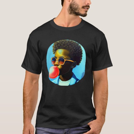 Young Black Boy Joy Bubble Gum Fun African Melanin T-Shirt (Vorderseite)