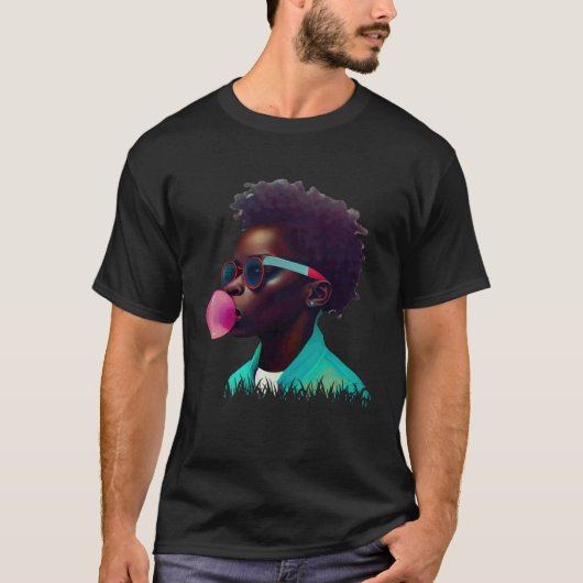 Young Black Boy Joy Bubble Gum Fun African Melanin T-Shirt (Vorderseite)