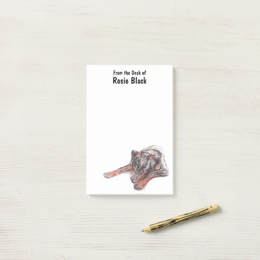 Young Black Dog Portrait Post-it Klebezettel (Auf Schreibtisch)