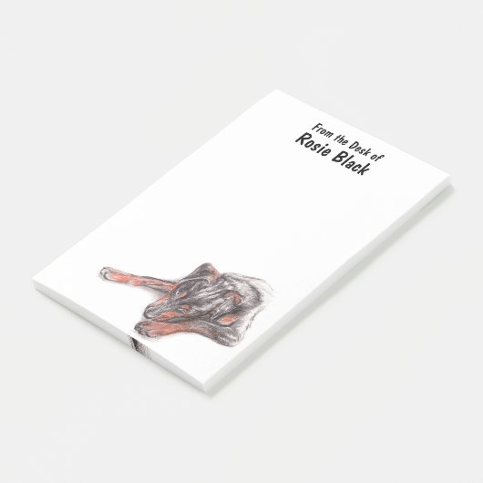 Young Black Dog Portrait Post-it Klebezettel (angewinkelt)