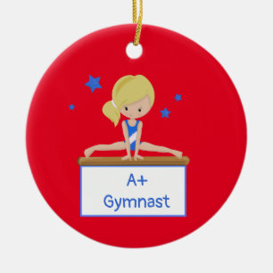 Young Blonde Gymnast Personalisierter, benutzerdef Keramik Ornament