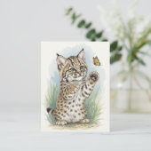 Young Bobcat Kitten Cat Baby Wild Animes Postcard Postkarte (Stehend Vorderseite)