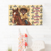 Young Boy Joyfully Rides Horse Banner (Insitu)
