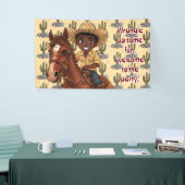 Young Boy Joyfully Rides Horse Banner (Messeveranstaltung)