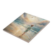 Young Boy on Beach Fliese (Seite)