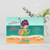Young Boy on Beach Invitation Einladung (Stehend Vorderseite)