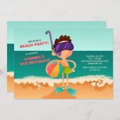 Young Boy on Beach Invitation Einladung (Vorne/Hinten)
