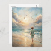 Young Boy on Beach Postkarte (Vorne/Hinten)