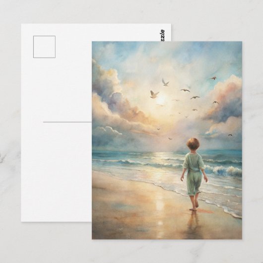 Young Boy on Beach Postkarte (Vorne/Hinten)