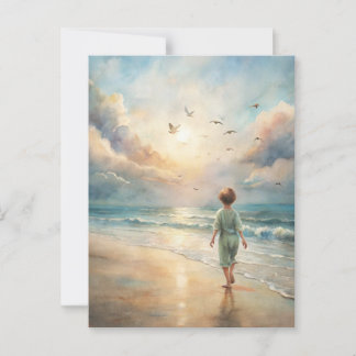 Young Boy on Beach Postkarte