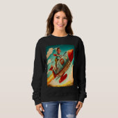 Young Boy Pilot Riding Rocket Race Space Old Imagi Sweatshirt (Vorne ganz)