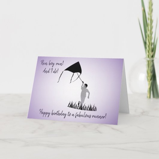 Young Boy Runner mit Kite Birthday Karte (Vorderseite)