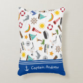 Young Boy's Captain Sailor Nautical Dekokissen (Vorderseite(Vertikal))